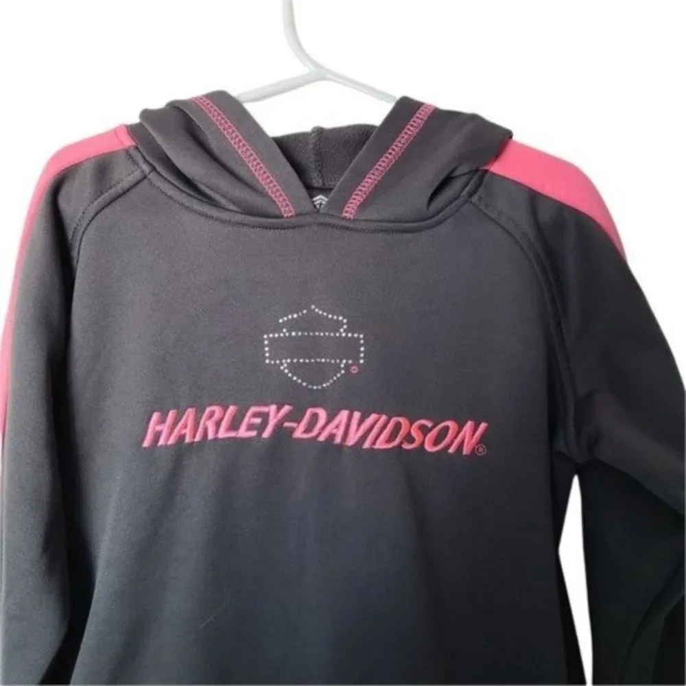 Harley Davidson Sweatshirt Embroidered Logo Rhinestone Girls‎ Kids 6X Years Gray